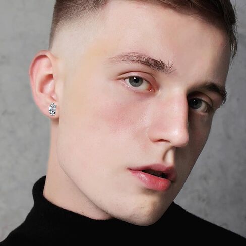 Skull Earrings Sterling Silver Skull Flower Studs Earrings Skull Crown Skull Earrings with Cz Skull Jewelry Gifts for Fathers Day Men Women Graduation Back to School Gift in Saudi Arabia