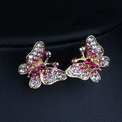 prom Costume jewelry butterfly Crystal Choker Pendant Statement Chain Charm Necklace and Earrings wedding jewelry sets for brides in Saudi Arabia