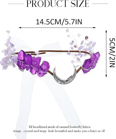 BARTOSI Fairy Crown Elf Headpiece Purple Crystal Quartz Crown Headband Renaissance Wedding Hair Accessories for Women in Saudi Arabia