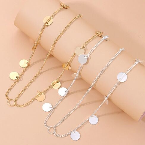 NAISKA Gold Head Chain Sequins Headpiece Wedding Sequin Headbands Chain Boho Layered Forehead Head Chain Bride Headpiece Festival Halloween Costume Prom Hair Jewelry Accessories for Women and Girls in Kuwait