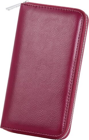 CILLA RFID Blocking 36 Credit Card Holders Women Wallet Zip Around Accordion Checkbook Wallet Large Capacity Genuine Leather Purse in Saudi Arabia