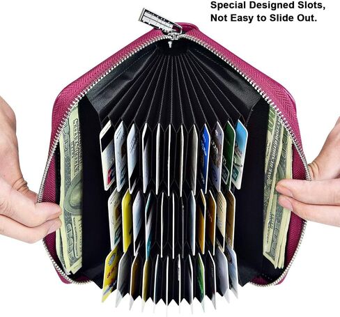 CILLA RFID Blocking 36 Credit Card Holders Women Wallet Zip Around Accordion Checkbook Wallet Large Capacity Genuine Leather Purse in Saudi Arabia