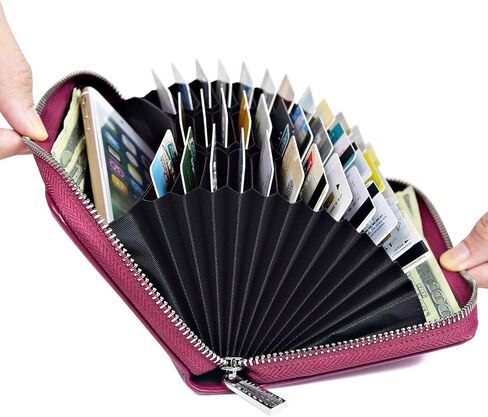 CILLA RFID Blocking 36 Credit Card Holders Women Wallet Zip Around Accordion Checkbook Wallet Large Capacity Genuine Leather Purse in Saudi Arabia