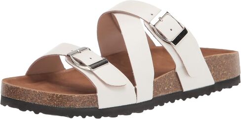 YOKI-GIAN-27 Women's Cork Flat Sandal With Criss Cross Leather Buckle Strap, White, 10 M US in Saudi Arabia