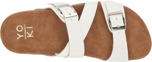 YOKI-GIAN-27 Women's Cork Flat Sandal With Criss Cross Leather Buckle Strap, White, 10 M US in Saudi Arabia