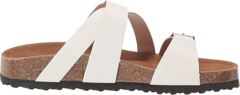 YOKI-GIAN-27 Women's Cork Flat Sandal With Criss Cross Leather Buckle Strap, White, 10 M US in Saudi Arabia