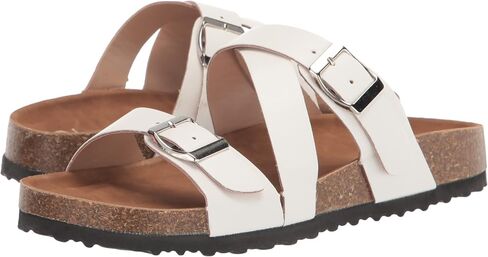 YOKI-GIAN-27 Women's Cork Flat Sandal With Criss Cross Leather Buckle Strap, White, 10 M US in Saudi Arabia