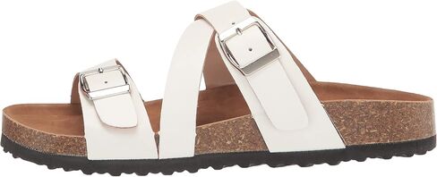 YOKI-GIAN-27 Women's Cork Flat Sandal With Criss Cross Leather Buckle Strap, White, 10 M US in Saudi Arabia