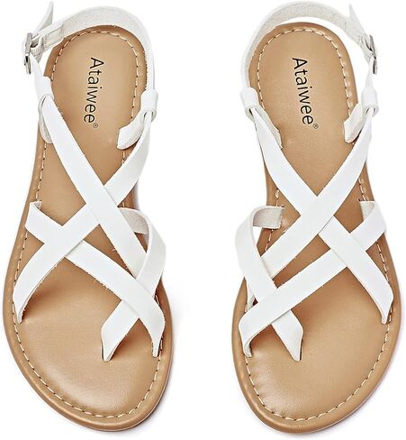 صنادل مسطحة للسيدات من Ataiwee - صنادل مسطحة مريحة كاجوال للربيع والصيف. in Kuwait