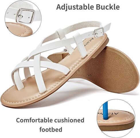 صنادل مسطحة للسيدات من Ataiwee - صنادل مسطحة مريحة كاجوال للربيع والصيف. in Kuwait