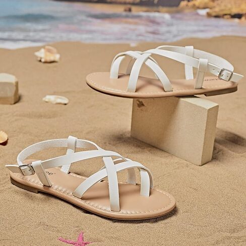 صنادل مسطحة للسيدات من Ataiwee - صنادل مسطحة مريحة كاجوال للربيع والصيف. in Kuwait