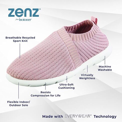 isotoner Zenz Womens Casual Slippers, Lightweight Recycled Sport Knit Summer Slip-Ons in Saudi Arabia