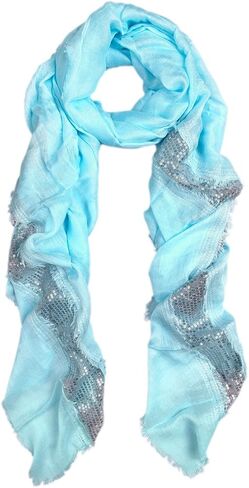 Solid Color Frayed Edge Sequin Stripe Glitter Scarf in Saudi Arabia