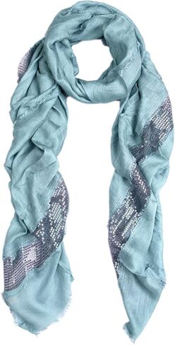 Solid Color Frayed Edge Sequin Stripe Glitter Scarf in Saudi Arabia