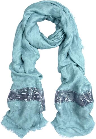 Solid Color Frayed Edge Sequin Stripe Glitter Scarf in Saudi Arabia