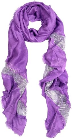 Solid Color Frayed Edge Sequin Stripe Glitter Scarf in Saudi Arabia