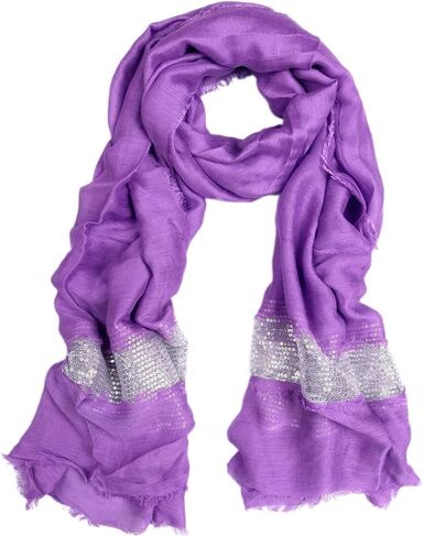 Solid Color Frayed Edge Sequin Stripe Glitter Scarf in Saudi Arabia