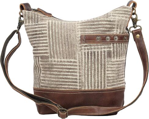 Myra Bag Coffee Upcycled Canvas & Leather Shoulder Bag S-1557 in Saudi Arabia