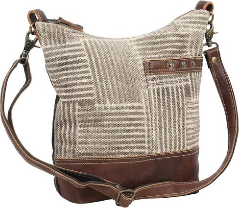 Myra Bag Coffee Upcycled Canvas & Leather Shoulder Bag S-1557 in Saudi Arabia