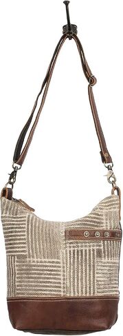 Myra Bag Coffee Upcycled Canvas & Leather Shoulder Bag S-1557 in Saudi Arabia