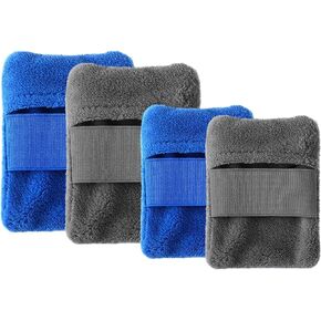 Frienda 4 Pcs Sand Remover for Beach Sand Removal Bag Sand Wipe off Mitts Sand Cleaner Powder Pouch Surf Sand off Beach Accessories Beach Essentials for Vacation Camping, 2 Sizes