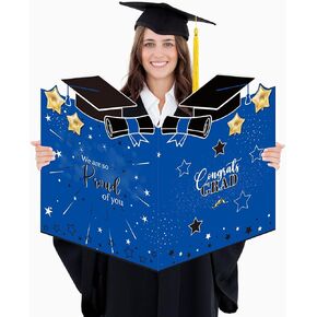 Jumbo Graduation Card 2024 Graduation Party Decorations Blue Giant Guest Book Greeting Card Class of 2024 for Pre-school High School College Graduation Party Supplies