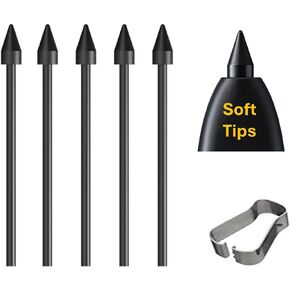 【5Pack Soft Tips】 OEM Tab S9 FE Pen Tips,Nibs Replacement for Samsung Galaxy Tab S7/S7FE,S8/S8+,S9/S9+/S9 Ultra/S9 FE All Verison Stylus S Pen Replacement Tips/Nibs+Tweezers (5*Soft Tips-Black)