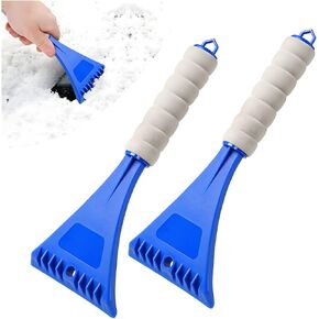 2 PCS Car Snow Shovel Scraper, Ice Frost Cleaning Tools, Auto Snow Removal with Foam Handle, Universal for Car Truck SUV Windshield and Window, Mirrors, Scratch-Free Car Winter Accessories (Black)