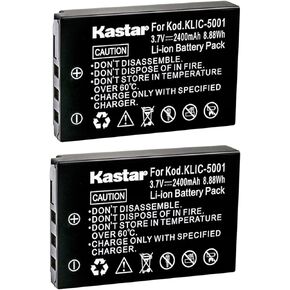 Kastar KLIC-5001 Battery (2-Pack) Replacement for Kodak Easyshare P712 P850 P880 Z730 Z760 Z7590 DX6490 DX7440 DX7590 DX7630 Zoom and Sanyo DB-L50 DMX-WH1 HD1010 FH11 VPC-WH1 HD2000 HD1010 HD1000