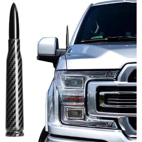 50 Cal Truck Bullet Antenna Carbon Fiber Design Compatible with Ford F150 F250 F350, Dodge RAM 1500, Chevy Silverado,GMC Sierra, Jeep Wrangler/Gladiator, Toyota Tundra/Tacoma.1990-Current.
