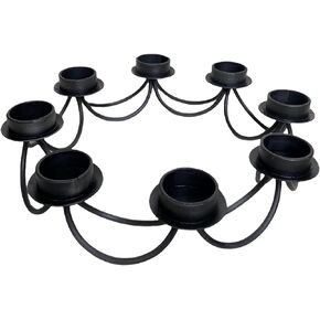 Iron Hand Forged Candle Stick Candle Holder for Tapered Candles Decorative Candle Stand Long Table Vintage Decor Centerpiece 8 Arm Candle Holders for Home Decor Anniversary Wedding Party. (Black)