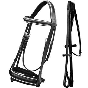 Exion Comfort White Piping Dressage Bridle Web Reins | Dressage Bridles for Horses