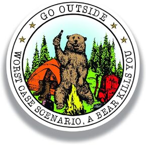Go Outside Worst Case Scenario A Bear Kills You Vinyl Decal Sticker - Car Truck Van SUV Window Wall Cup Laptop - One 5 Inch Decal - MKS1644