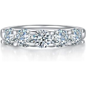 Wedding Band for Women, 2Carat- 5PC Moissanite Wedding Ring, D Color VVS1 Simulated Diamond 925 Sterling Silver Eternity Ring