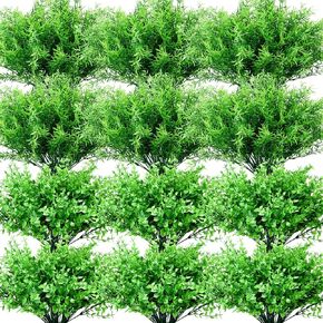 Zeyune 40 Bundles Artificial Grass Plants Outdoor UV Resistant Faux Grass Fake Bushes Plastic Greenery Shrubs Bulk Arrangement for House Outdoor Indoor Decoration Front Porch Window (Fresh) in Saudi Arabia