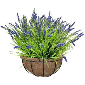 12 Bundles of Artificial Plants Outdoor Fake Grass with Lavender Flowers,UV Resistant Fake Flowers Greenery Shrubs,Faux Plants for Outside Planter Pathway Front Porch Decorations (Purple) in Kuwait