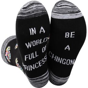 JXGZSO Mexican Women Socks In A World Full Of Princesses Be A Chingona Socks Cinco De Mayo Gift Latina Feminist Gift