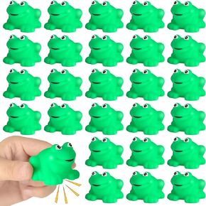 30 Pieces Rubber Frogs Mini Rubber Frogs for Bath Squeak and Float Frogs Green Rubber Frogs Shower Frog Swimming Bathtub Toys for Boys and Girls Shower Bathtub Pool Birthday Party Decoration