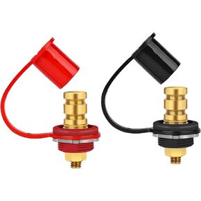 UTV Remote Battery Terminal Jumper Charger Posts Stud Battery with Cover 250A Charging Post 3/8" Stud With Waterproof Insulating Rubber Cover for Truck RV ATV Can-am RZR（ Red and Black）