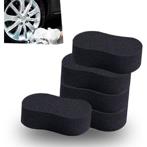 Pack-5 Car Wash Sponge, 8.6" x 4.3" x 1.7" Thick Foam Car Body Cleaning Absorbent Sponge, High-Density Honeycomb Waxing Wiping Easy to Grip Tools, Universal for Cars Home Cleaning (Black)