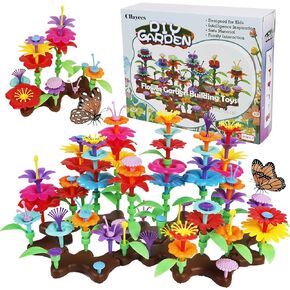 148 Pcs Flower Garden Building Toy Set for Kids, Building Blocks Pretend Gardening Set Preschool Educational Activity Stem Flower Garden Stacking Game Gift for Boys Girls Age 3-7 Year Olds