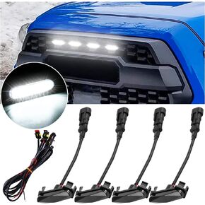 HUSUKU 4PCS 9LED Grille Lights Compatible with Toyota Tacoma Pro 2016-2020 ┃ Rhombus Black Housing White Light