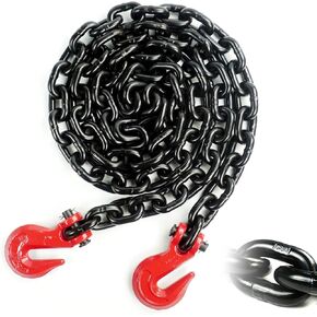 1/2'' x 10FT Binder Chain, G80 Tow Chain with Clevis Grab Hooks,12,000Lbs Safe Working Load, Transport Chain Tie Downs for Flatbed Trailers or Truck (1Pack)