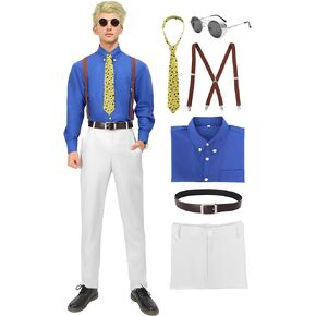 DAZCOS Kento Nanami Cosplay Costume Men's US Size Uniform Suit with Tie Suspender Glasses
