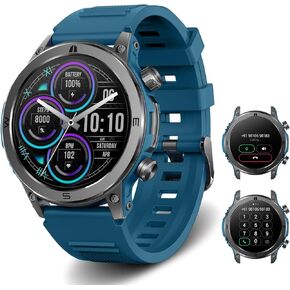 Smart Watch 1.43" AMOLED for Men, Fitness Tracker Smart Watch with Bluetooth Call Heart Rate Sleep SpO2 Monitor，IP67 Waterproof Activity Trackers and Smartwatches for iOS and Android, Blue