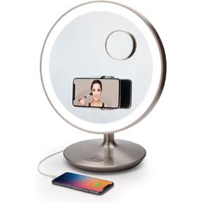 iHome Beauty Glow Ring XL 13" Makeup Mirror with Bluetooth Speaker, Speakerphone, USB Charging, Removable Phone Mount, Rechargeable Battery and 3 LED Color Modes in Saudi Arabia