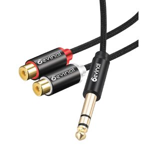Devinal 6.35 mm to 2RCA Cable, 1/4 inch TRS to 2 RCA Female Splitter Stereo Audio Adapter Cable, 1 Feet