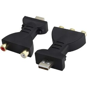 zdyCGTime 2pcs USB 2.0 Male to 2/3RCA Female Jack Splitter Audio Video AV Composite Adapter,1080P AV to USB Connector Cable,Suitable for PC, HDTV, DVD, Projector, etc. in Kuwait