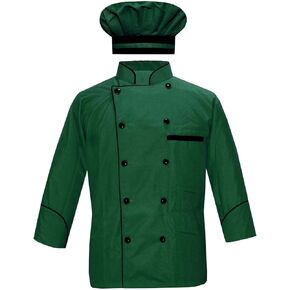 Men's Chef Jacket Full Sleeve Multi Color Chef Coat in Black Piping With Free Chef Cap