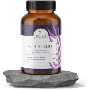 Rest & Relief Joint Support Supplement with Sleep Aid - Joint Food with Ashwagandha, GABA and L-Theanine - Cartilage Supplement for Joint Health and Deep Sleep Support (60 Capsules)